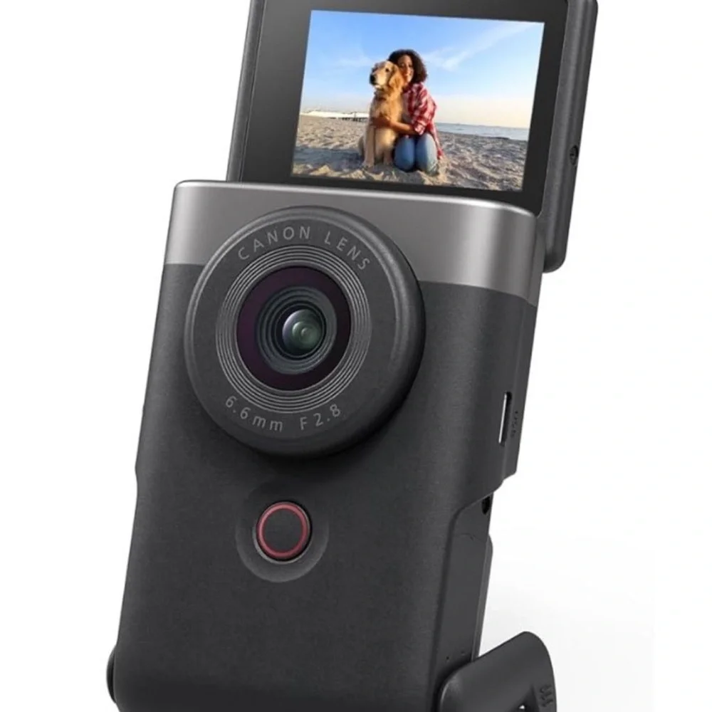 Canon Black and Gray Digital Camera with Flip Screen